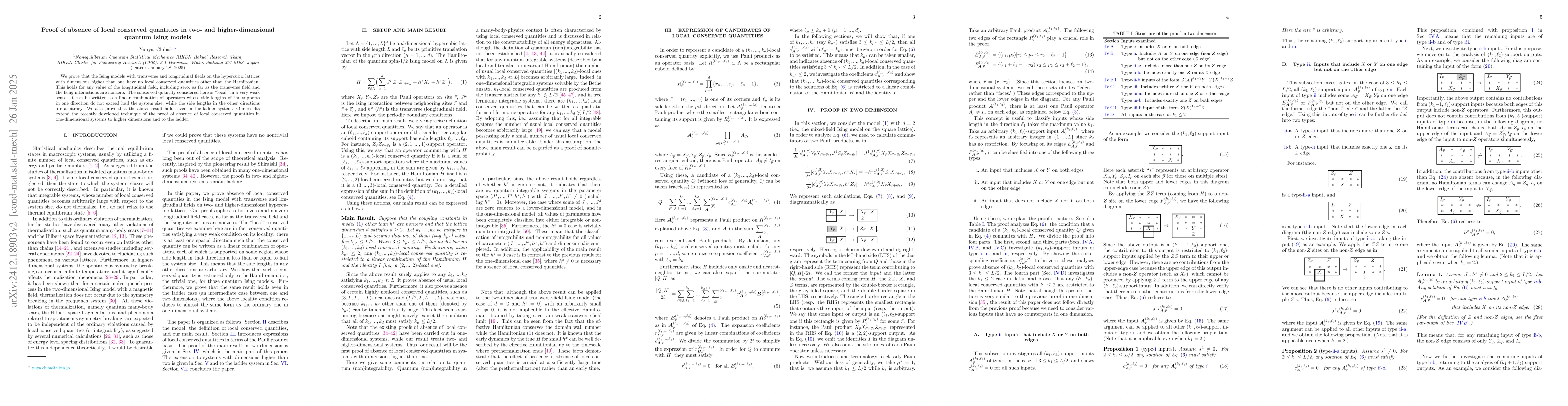 Thumbnail for Proof of absence of local conserved quantities in two- and
  higher-dimensional quantum Ising models