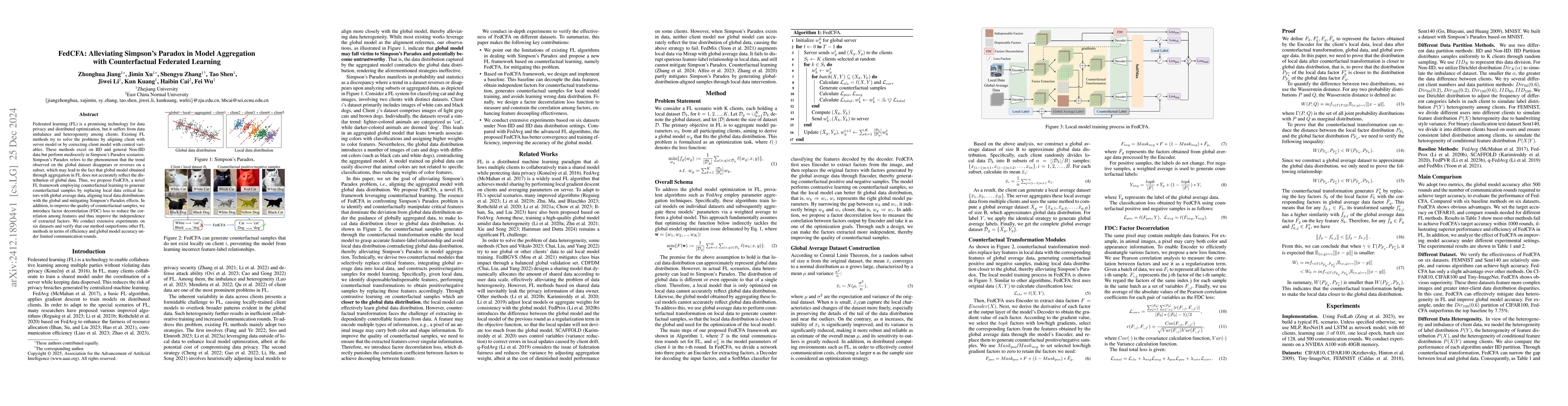 Thumbnail for FedCFA: Alleviating Simpson's Paradox in Model Aggregation with
  Counterfactual Federated Learning