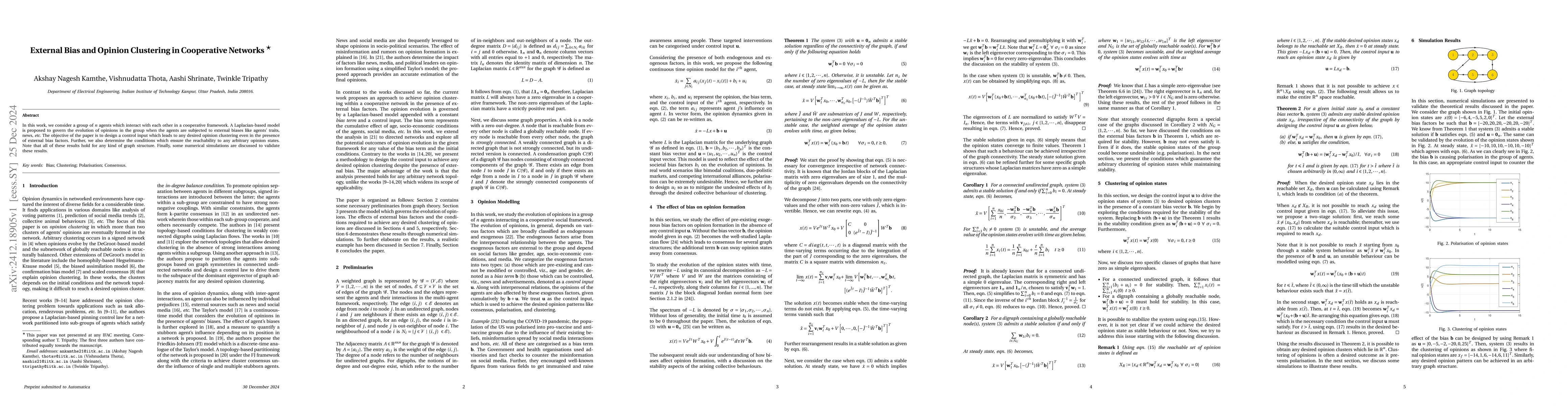 Thumbnail for External Bias and Opinion Clustering in Cooperative Networks