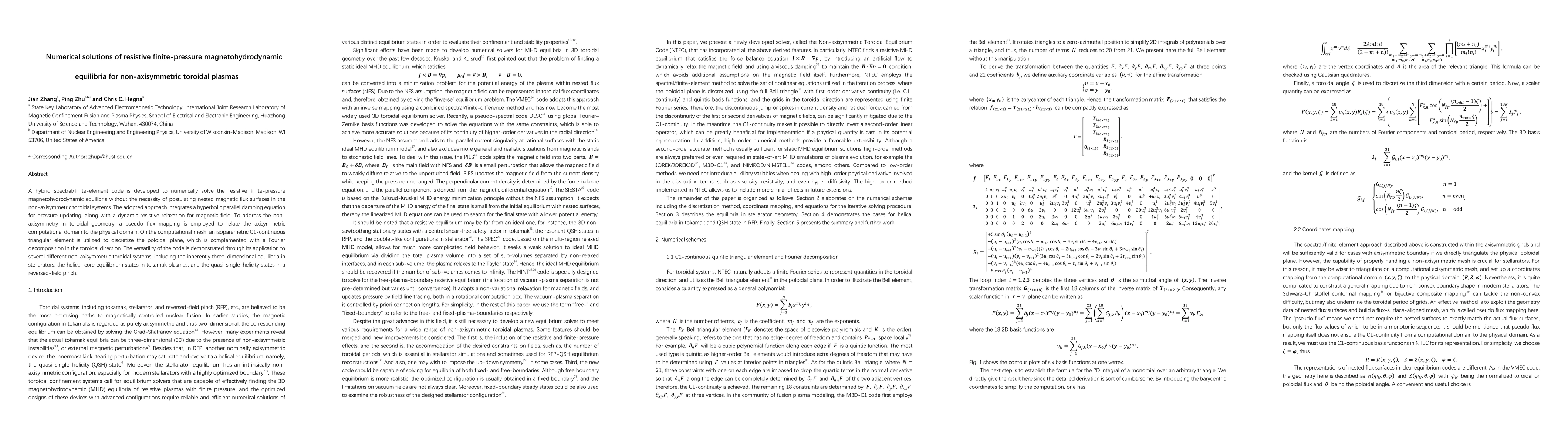 Thumbnail for Numerical solutions of resistive finite-pressure magnetohydrodynamic
  equilibria for non-axisymmetric toroidal plasmas