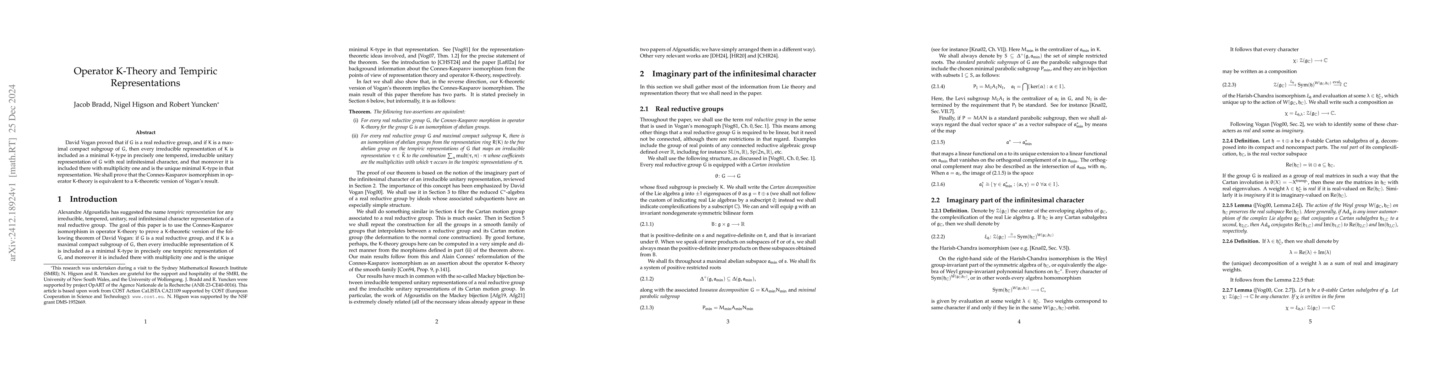Thumbnail for Operator K-Theory and Tempiric Representations