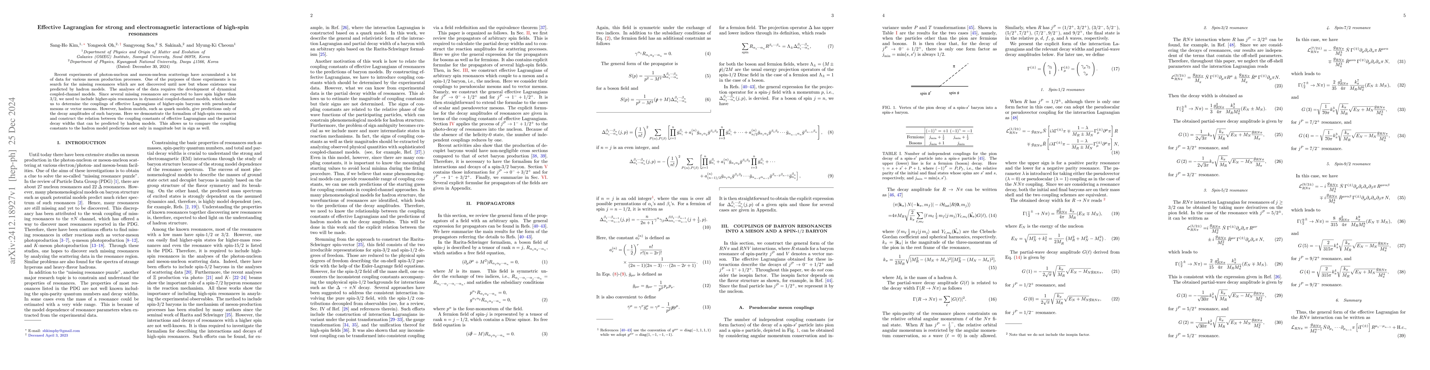 Thumbnail for Effective Lagrangian for strong and electromagnetic interactions of
  high-spin resonances