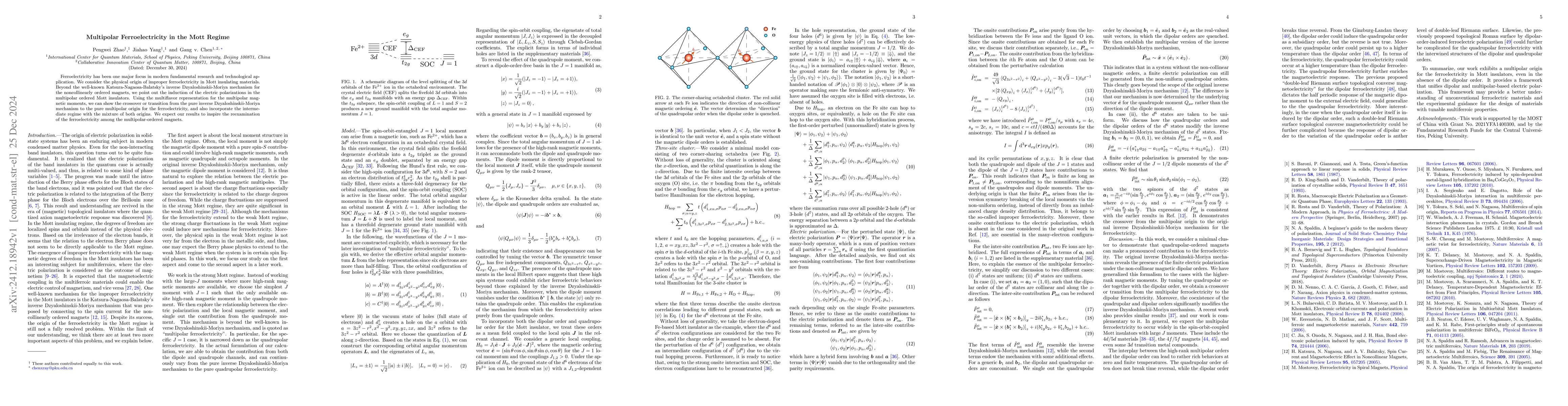 Thumbnail for Multipolar Ferroelectricity in the Mott Regime