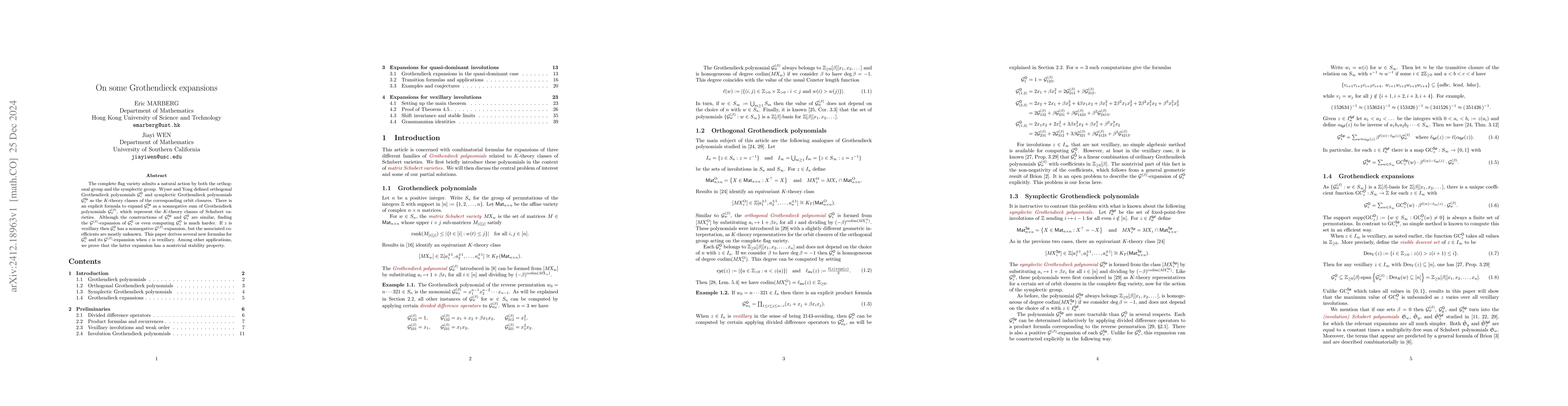 Thumbnail for On some Grothendieck expansions
