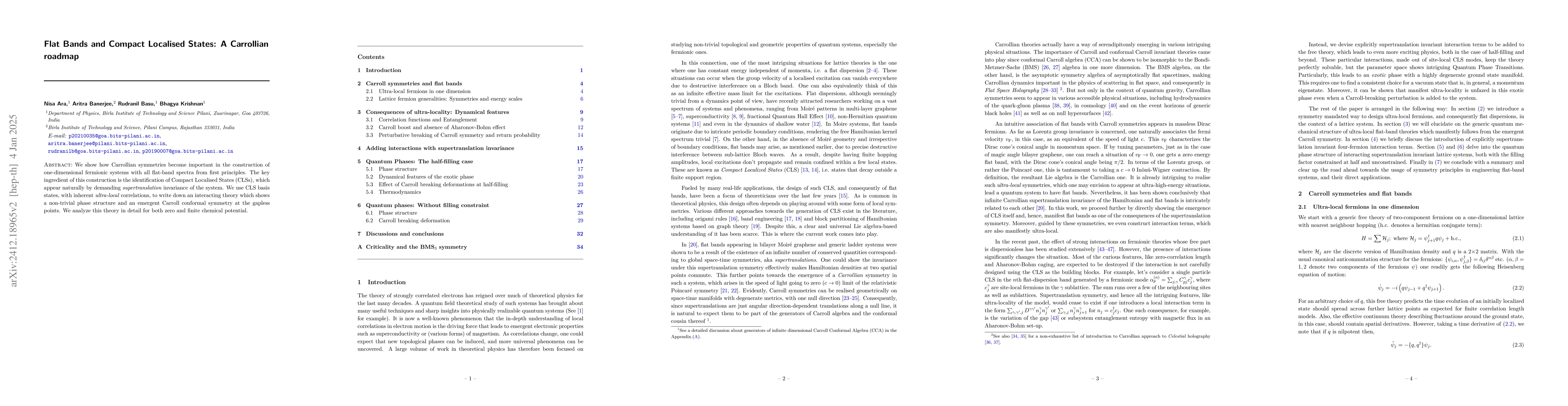 Thumbnail for Flat Bands and Compact Localised States: A Carrollian roadmap
