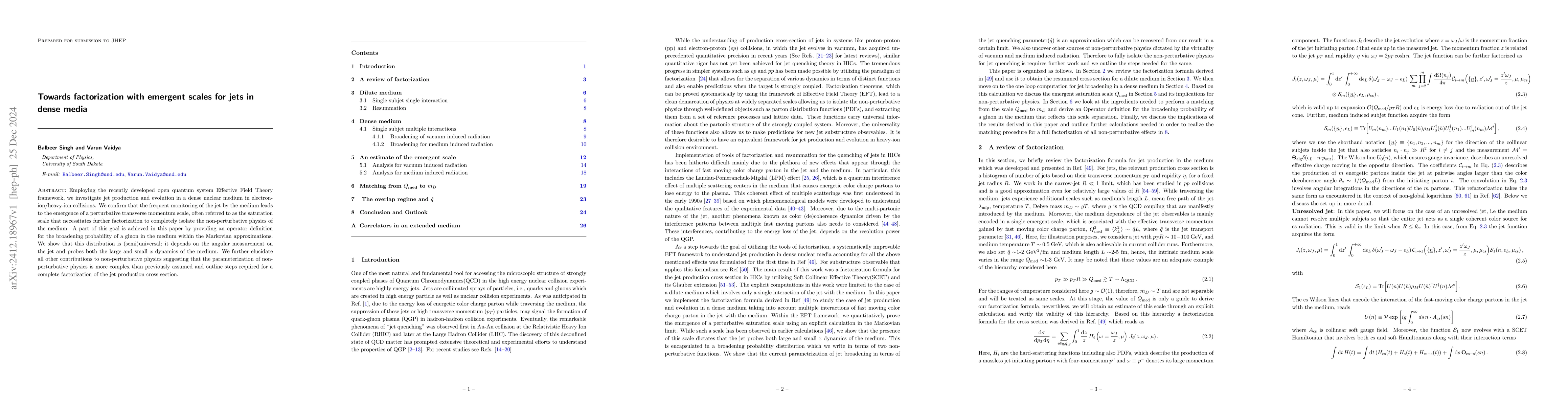 Thumbnail for Towards factorization with emergent scales for jets in dense media