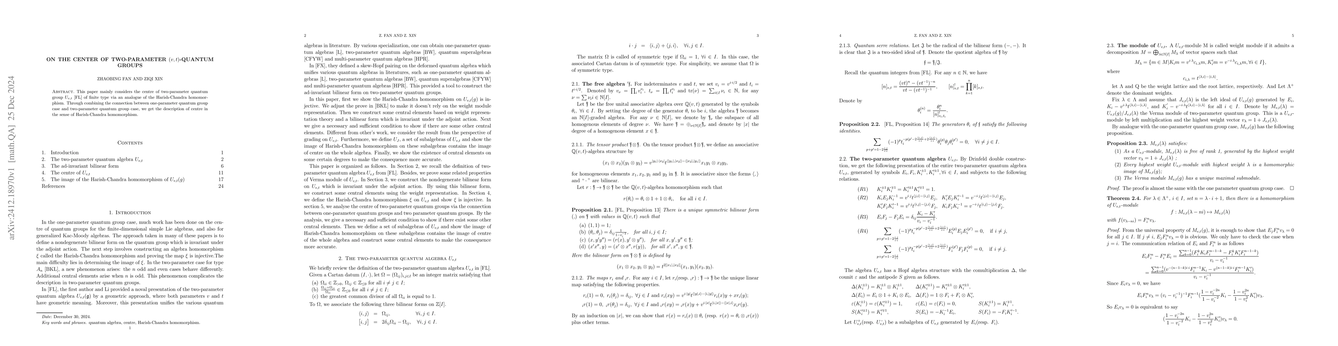 Thumbnail for On the center of two-parameter (v,t)-quantum groups