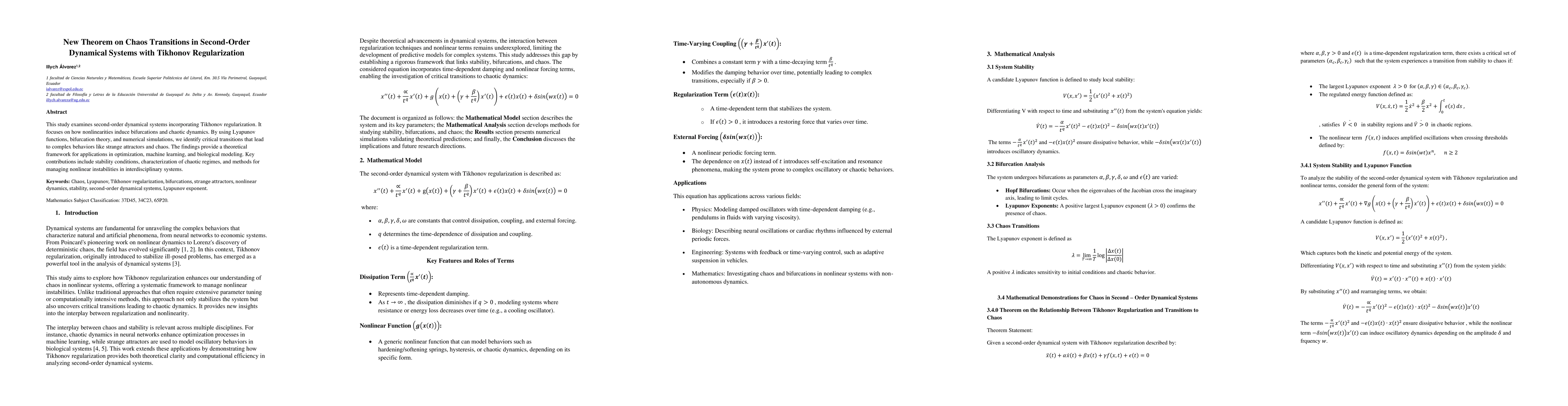 Thumbnail for New Theorem on Chaos Transitions in Second-Order Dynamical Systems with
  Tikhonov Regularization