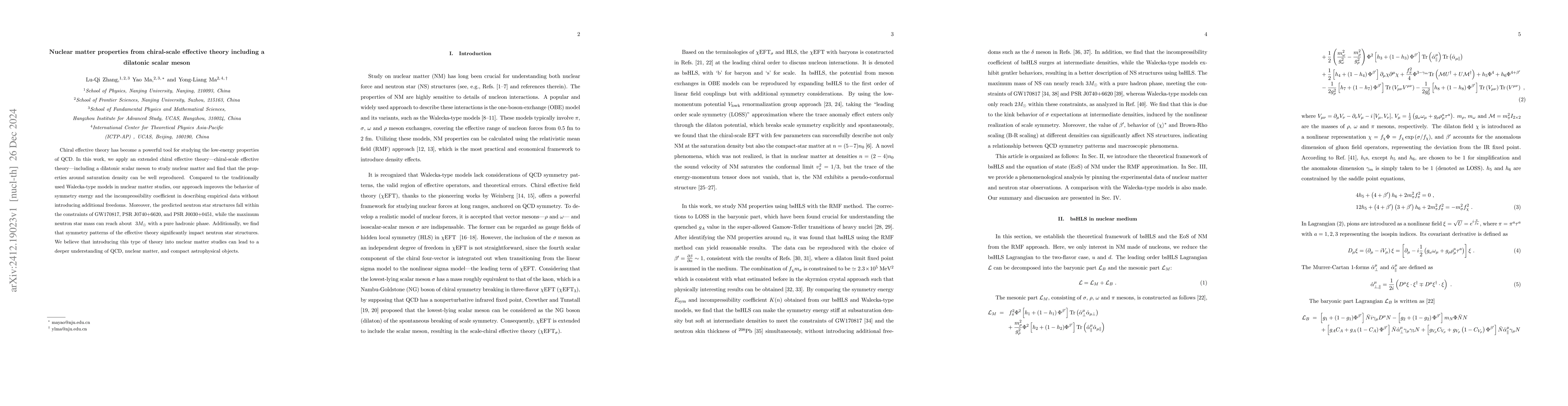 Thumbnail for Nuclear matter properties from chiral-scale effective theory including a
  dilatonic scalar meson
