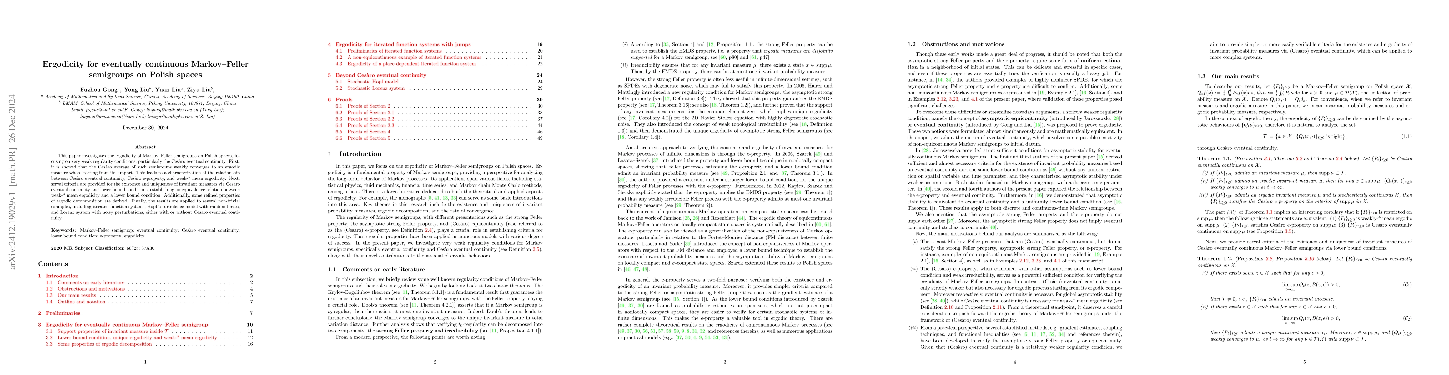 Thumbnail for Ergodicity for eventually continuous Markov--Feller semigroups on Polish
  spaces