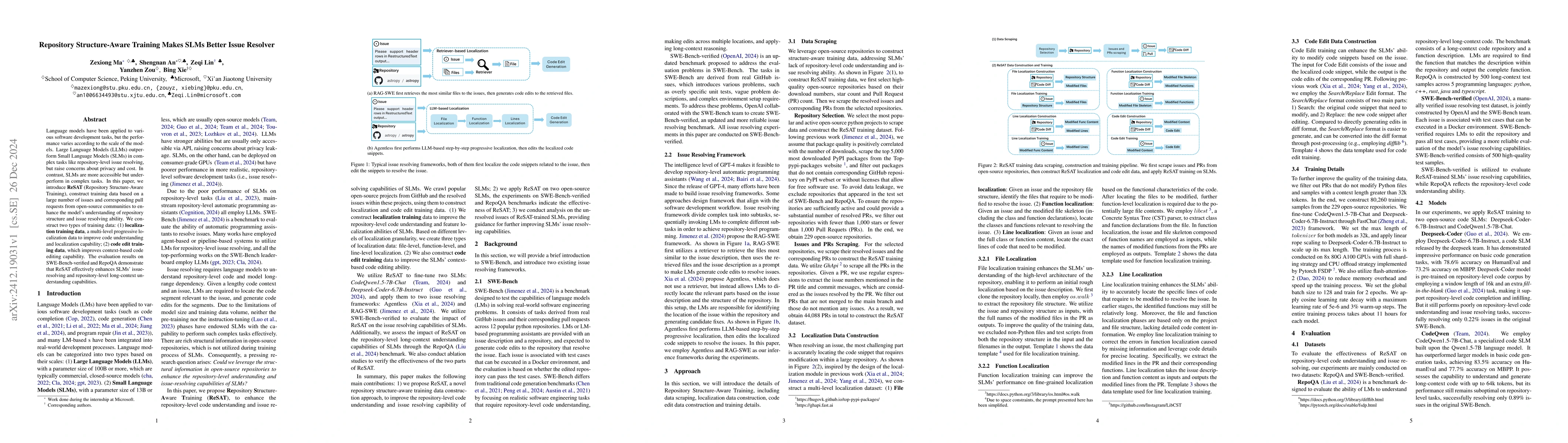 Thumbnail for Repository Structure-Aware Training Makes SLMs Better Issue Resolver