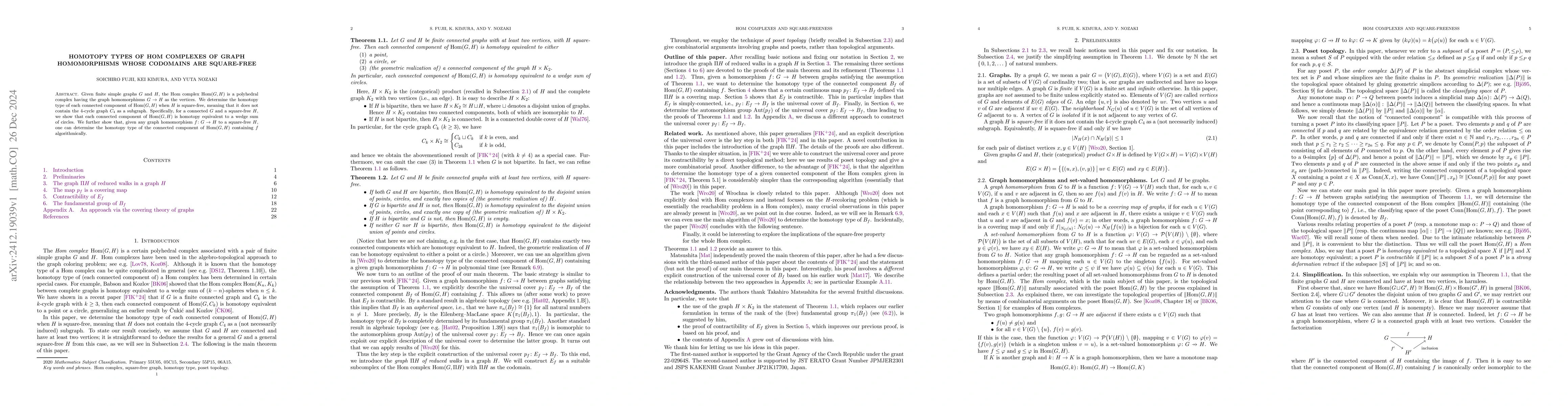 Thumbnail for Homotopy types of Hom complexes of graph homomorphisms whose codomains
  are square-free