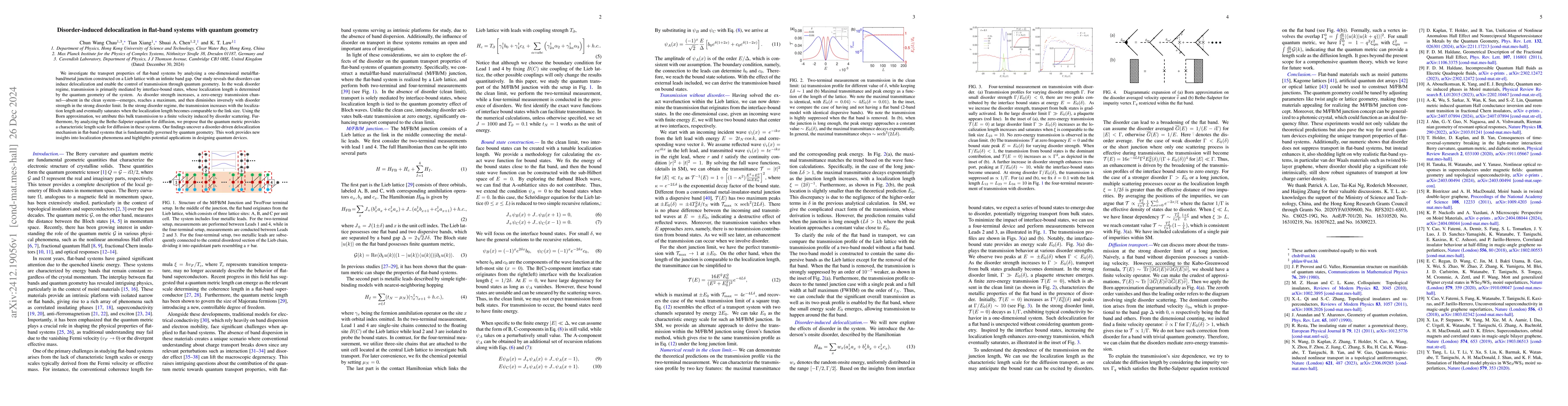 Thumbnail for Disorder-induced delocalization in flat-band systems with quantum
  geometry