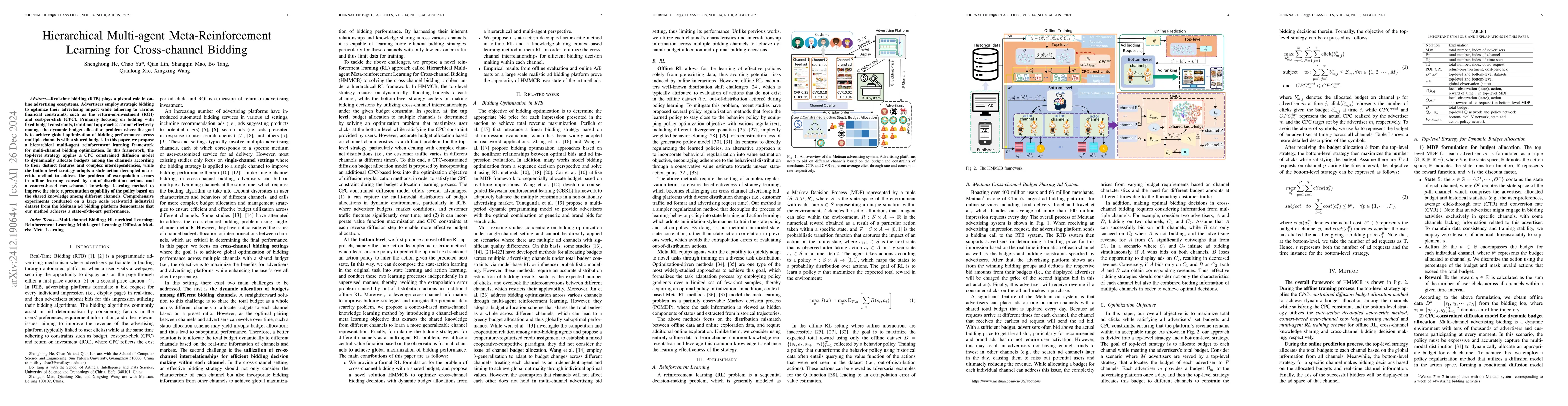 Thumbnail for Hierarchical Multi-agent Meta-Reinforcement Learning for Cross-channel
  Bidding