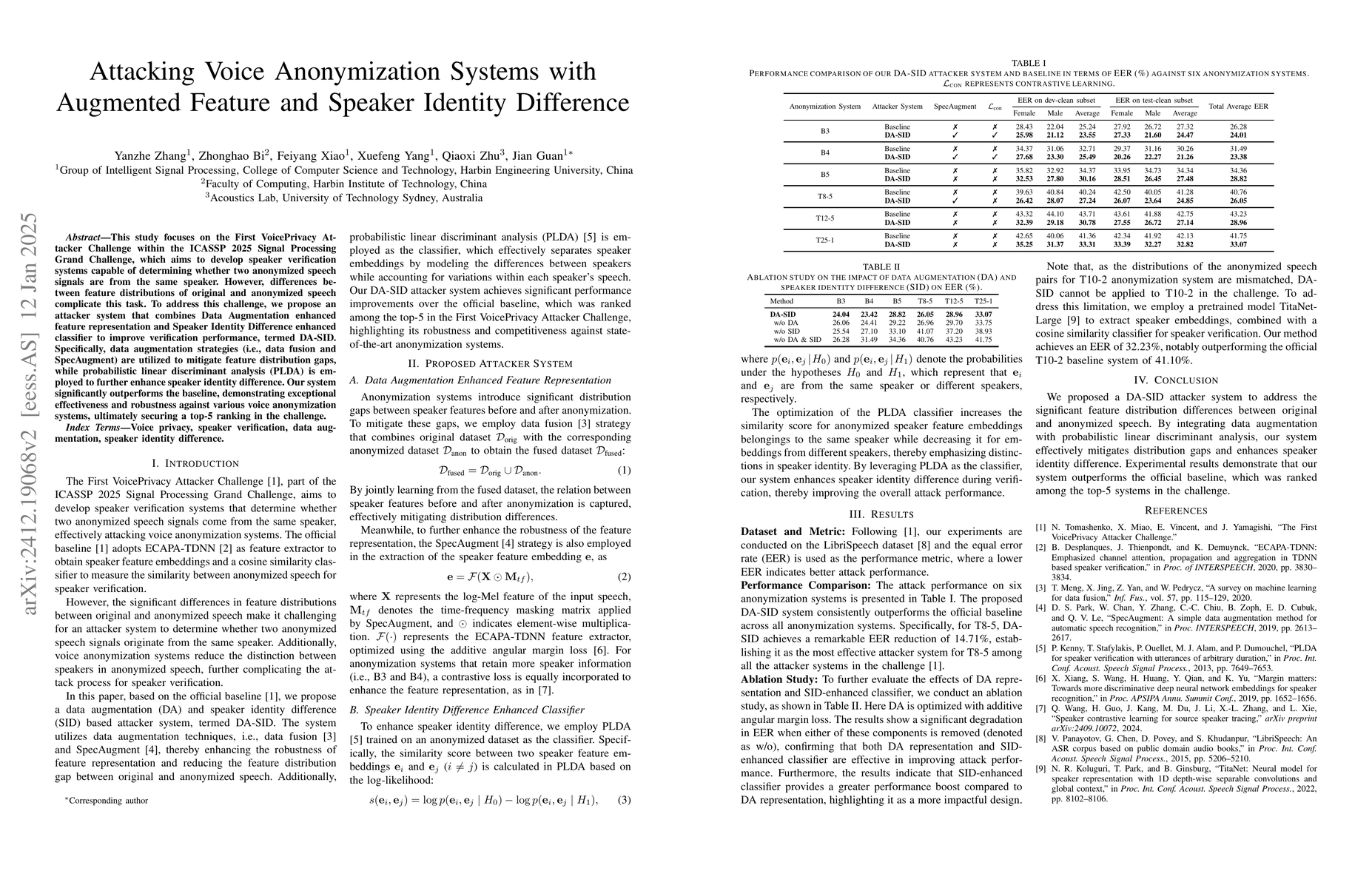 Thumbnail for Attacking Voice Anonymization Systems with Augmented Feature and Speaker
  Identity Difference