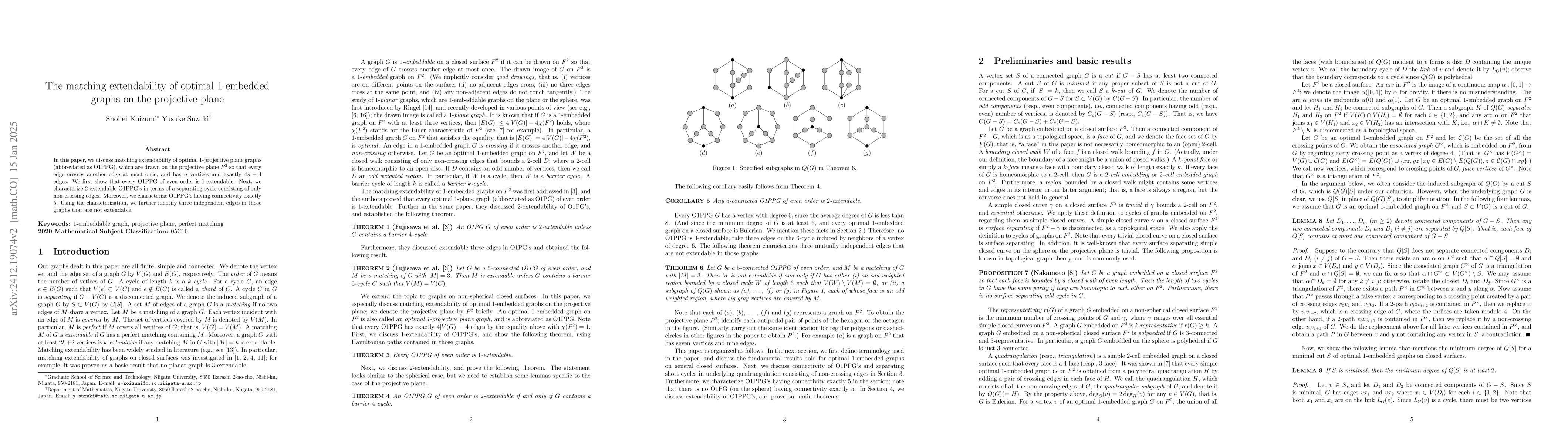 Thumbnail for The matching extendability of optimal $1$-embedded graphs on the
  projective plane