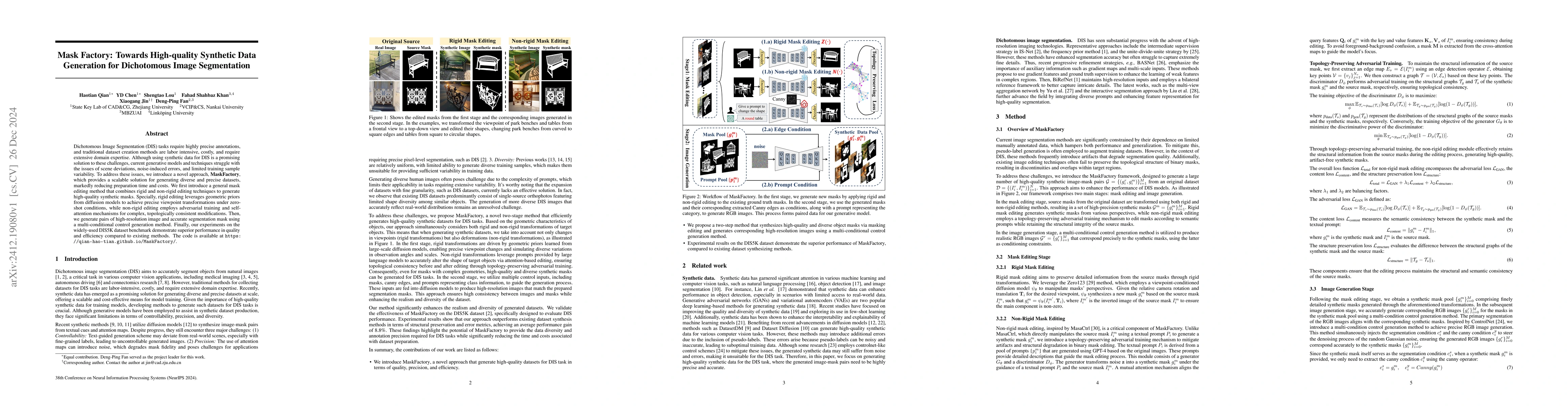 Thumbnail for Mask Factory: Towards High-quality Synthetic Data Generation for
  Dichotomous Image Segmentation