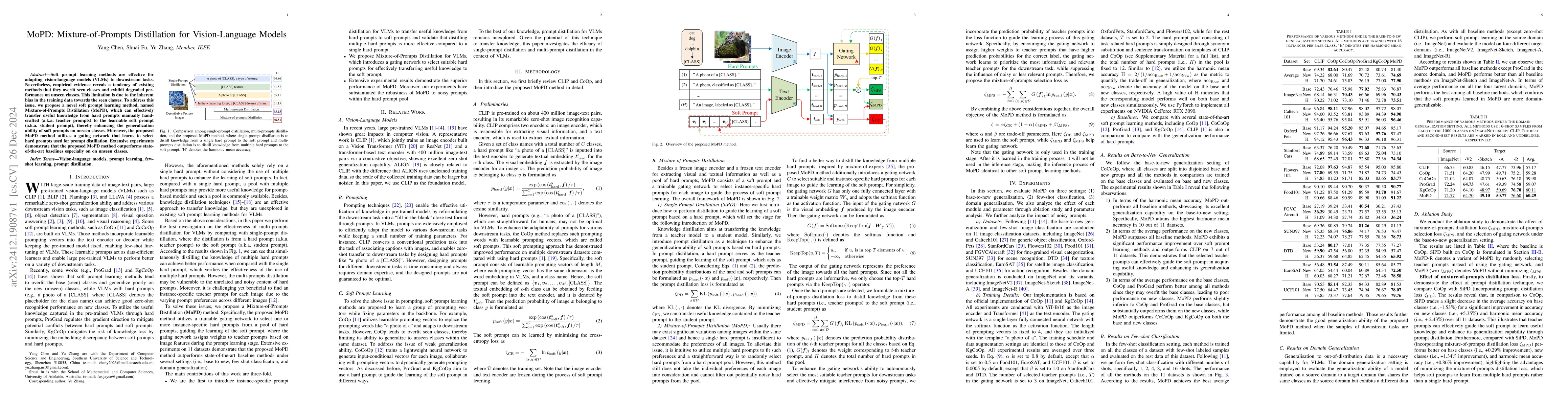 Thumbnail for MoPD: Mixture-of-Prompts Distillation for Vision-Language Models
