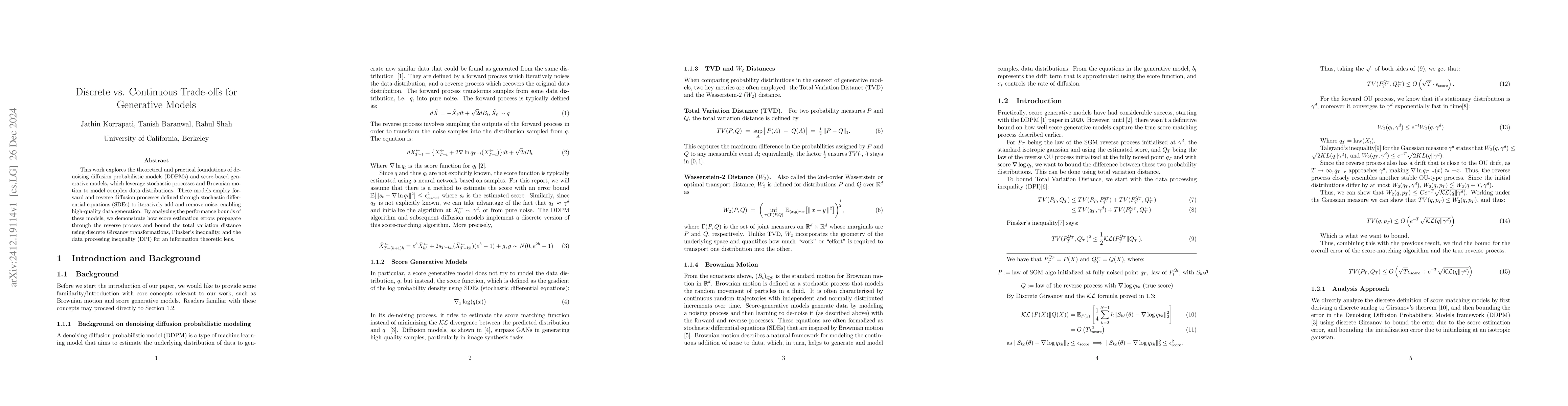 Thumbnail for Discrete vs. Continuous Trade-offs for Generative Models