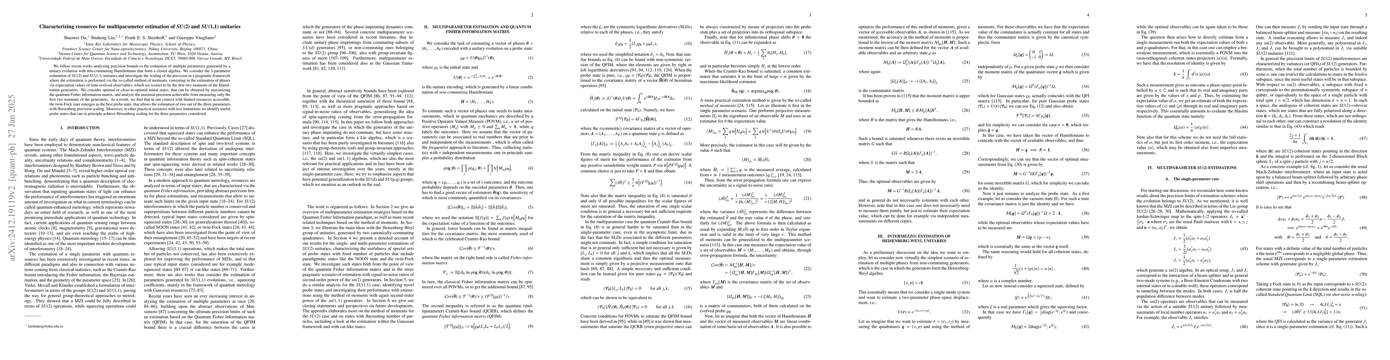 Thumbnail for Characterizing resources for multiparameter estimation of SU(2) and
  SU(1,1) unitaries