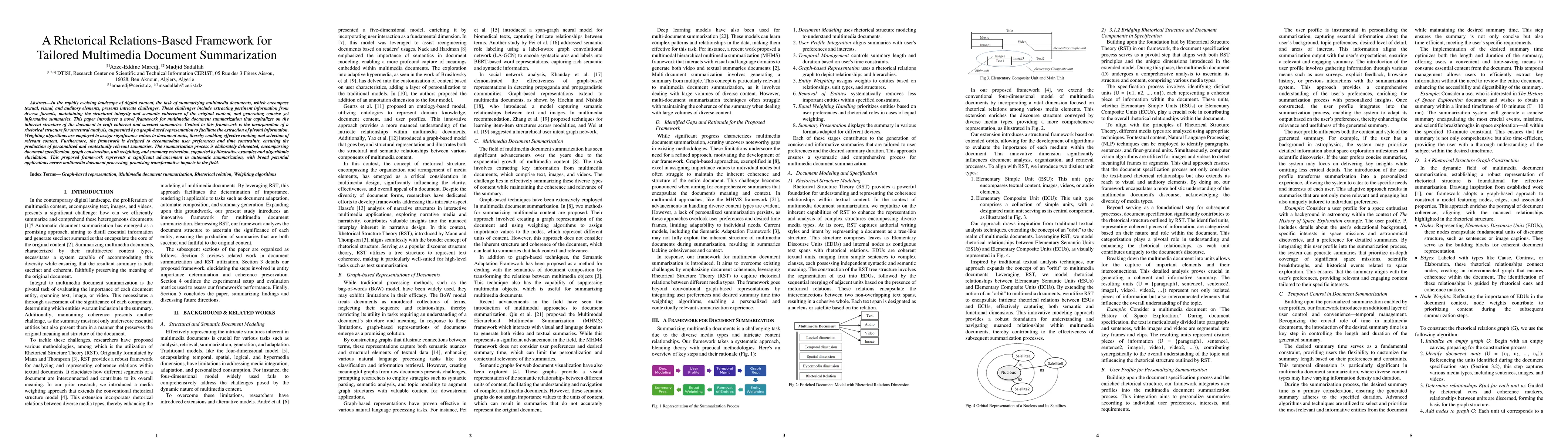 Thumbnail for A Rhetorical Relations-Based Framework for Tailored Multimedia Document
  Summarization