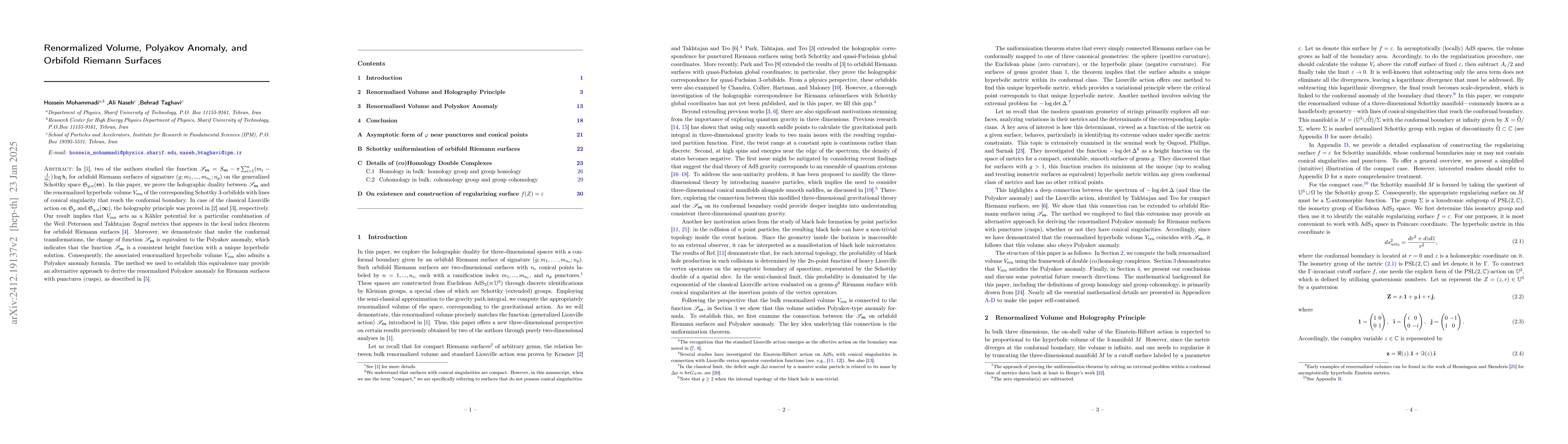 Thumbnail for Renormalized Volume, Polyakov Anomaly and Orbifold Riemann Surfaces