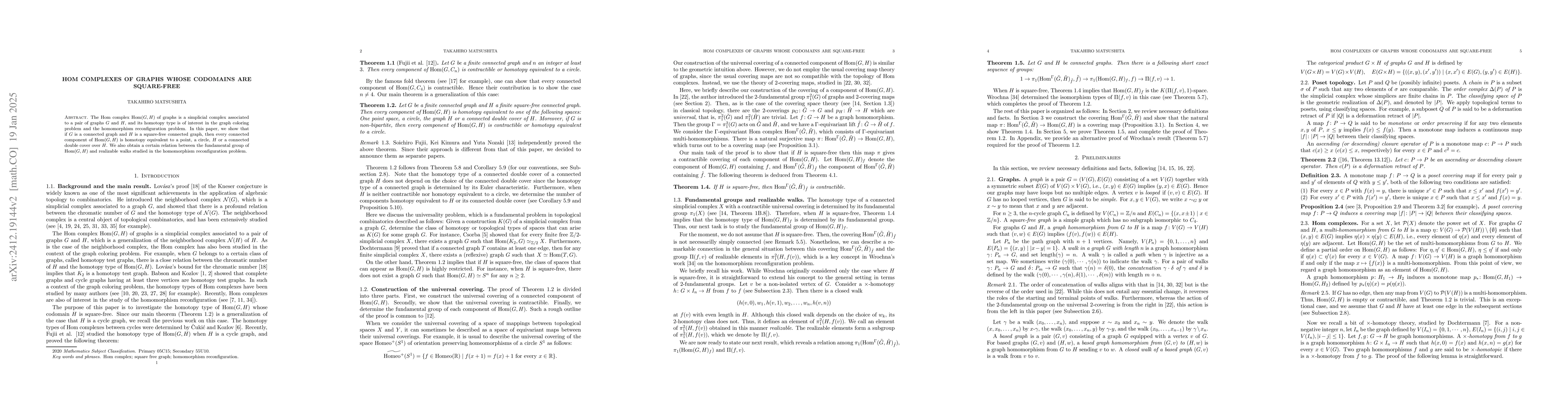 Thumbnail for Hom complexes of graphs whose codomains are square-free