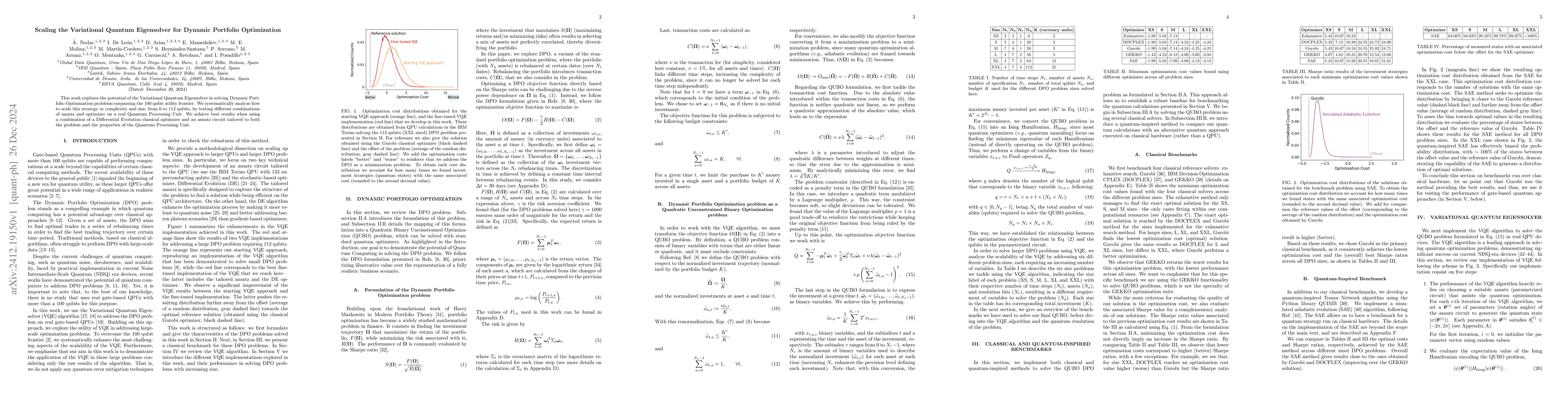Thumbnail for Scaling the Variational Quantum Eigensolver for Dynamic Portfolio
  Optimization