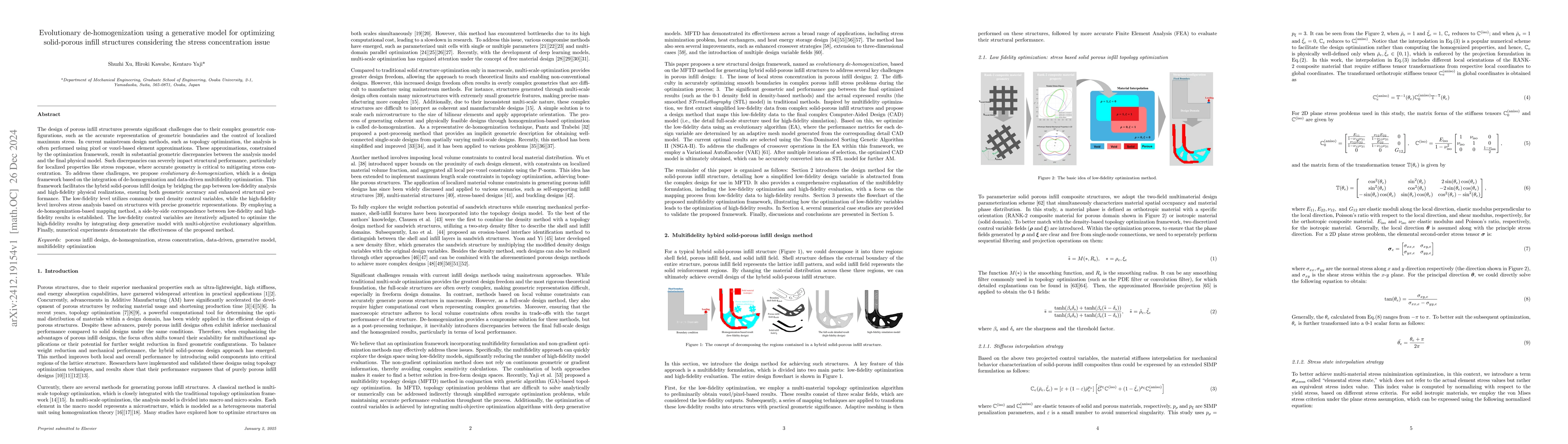 Thumbnail for Evolutionary de-homogenization using a generative model for optimizing
  solid-porous infill structures considering the stress concentration issue