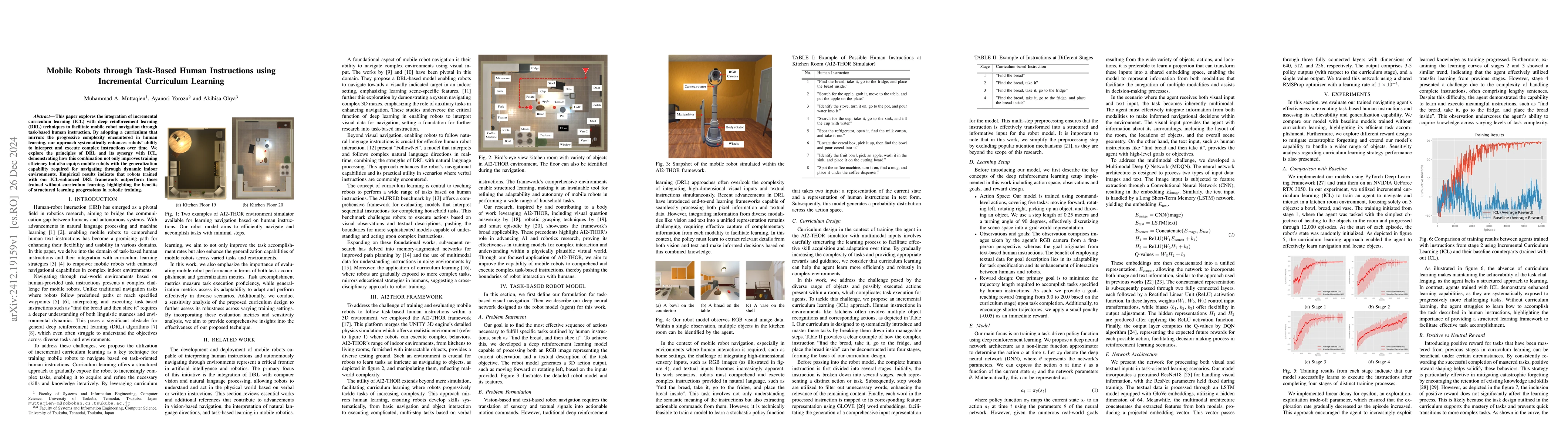 Thumbnail for Mobile Robots through Task-Based Human Instructions using Incremental
  Curriculum Learning