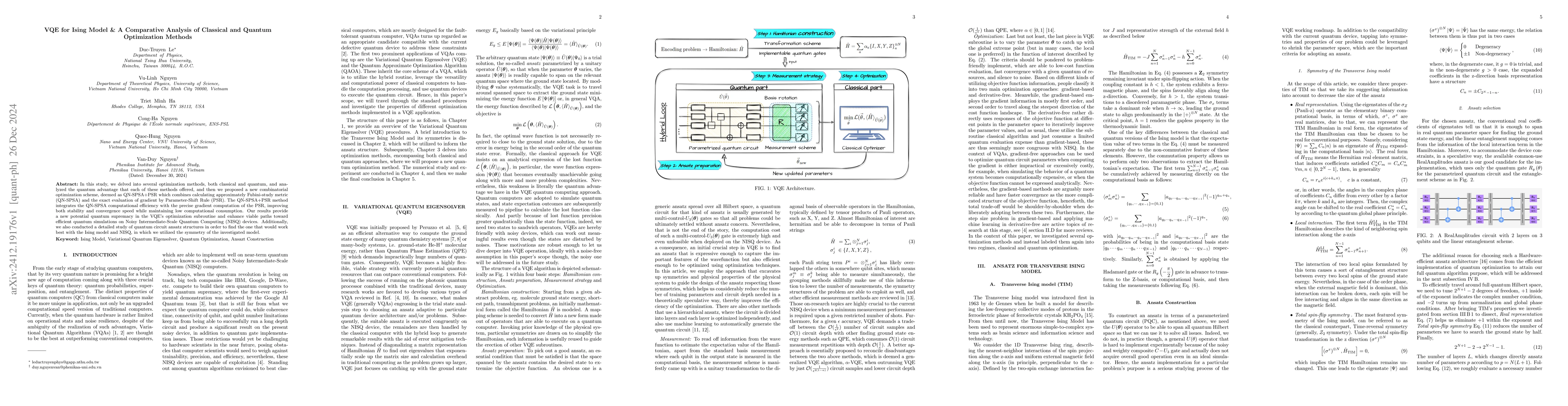 Thumbnail for VQE for Ising Model \& A Comparative Analysis of Classical and Quantum
  Optimization Methods