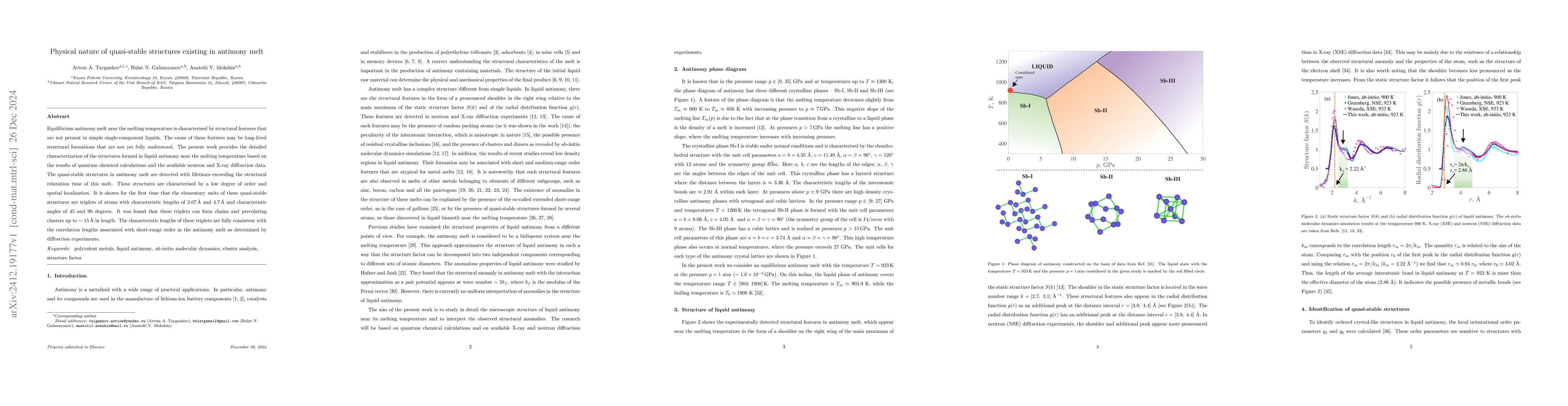 Thumbnail for Physical nature of quasi-stable structures existing in antimony melt