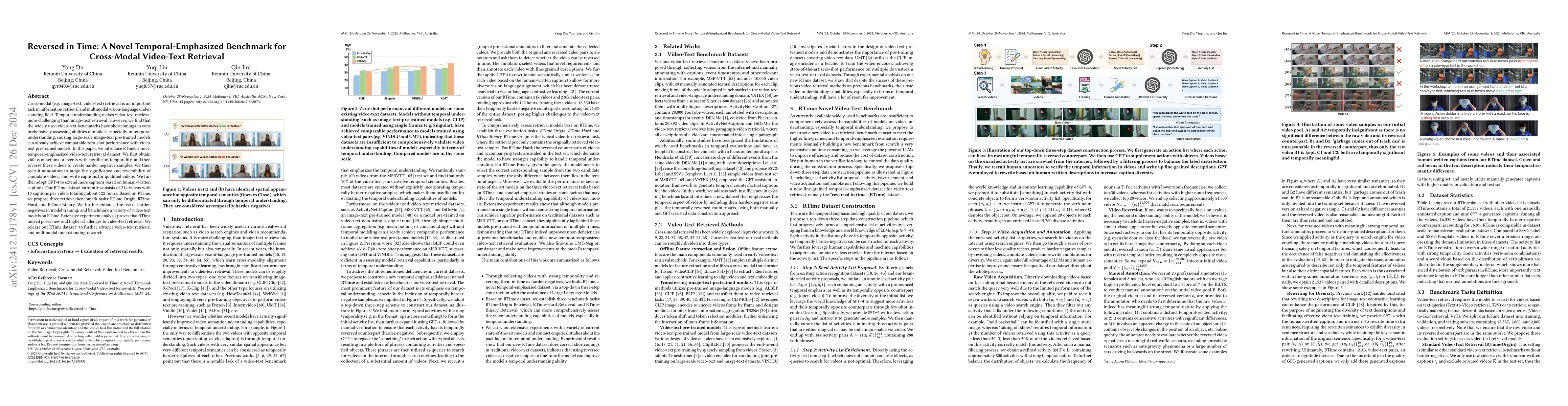 Thumbnail for Reversed in Time: A Novel Temporal-Emphasized Benchmark for Cross-Modal
  Video-Text Retrieval