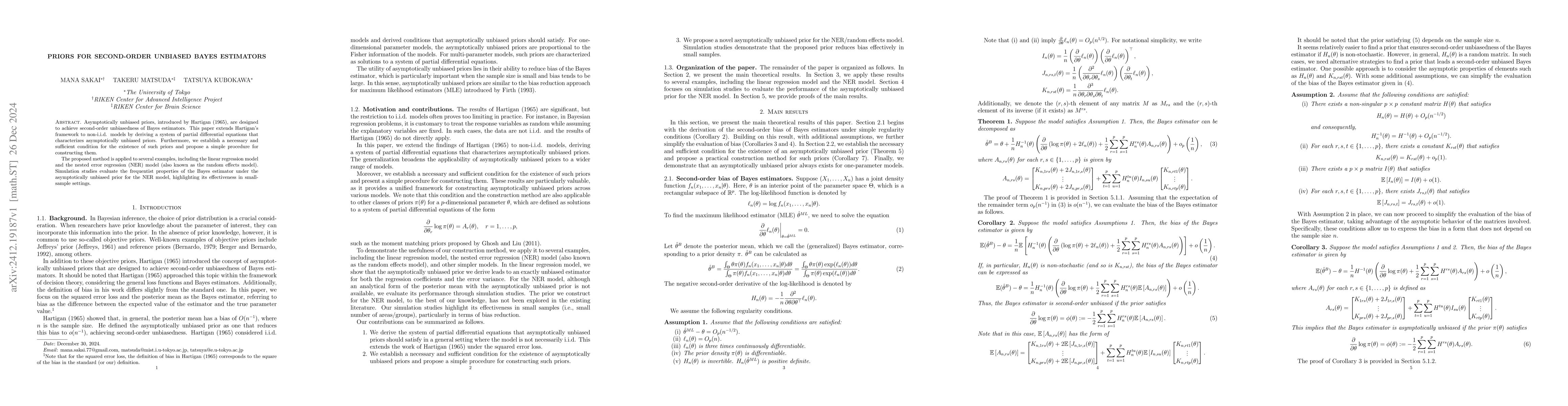 Thumbnail for Priors for second-order unbiased Bayes estimators