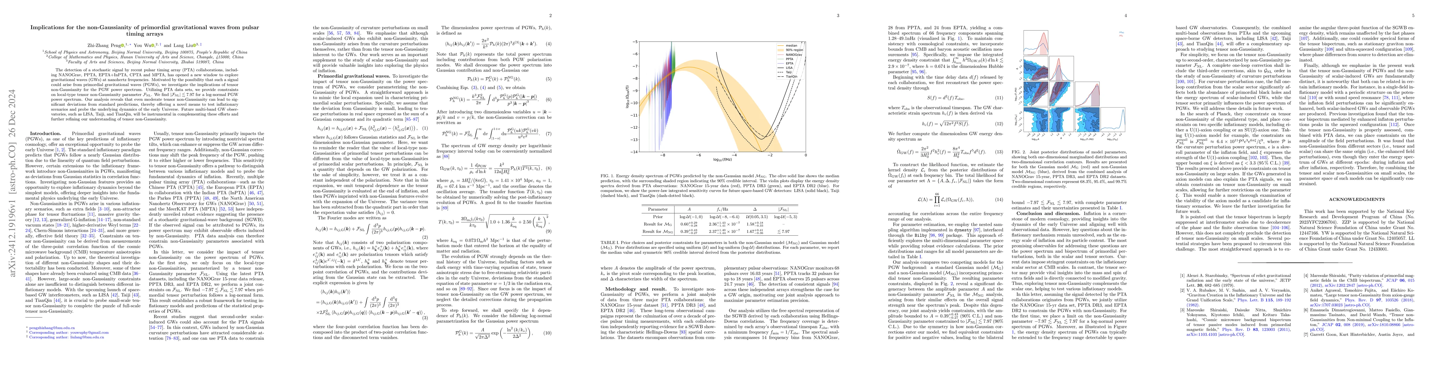 Thumbnail for Implications for the non-Gaussianity of primordial gravitational waves
  from pulsar timing arrays