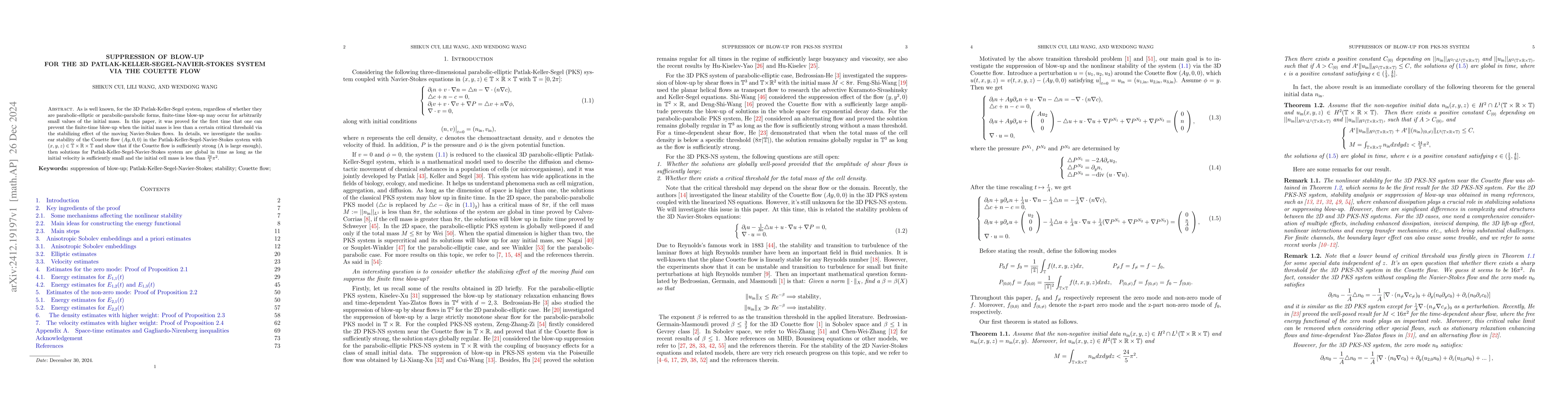 Thumbnail for Suppression of blow-up for the 3D Patlak-Keller-Segel-Navier-Stokes
  system via the Couette flow