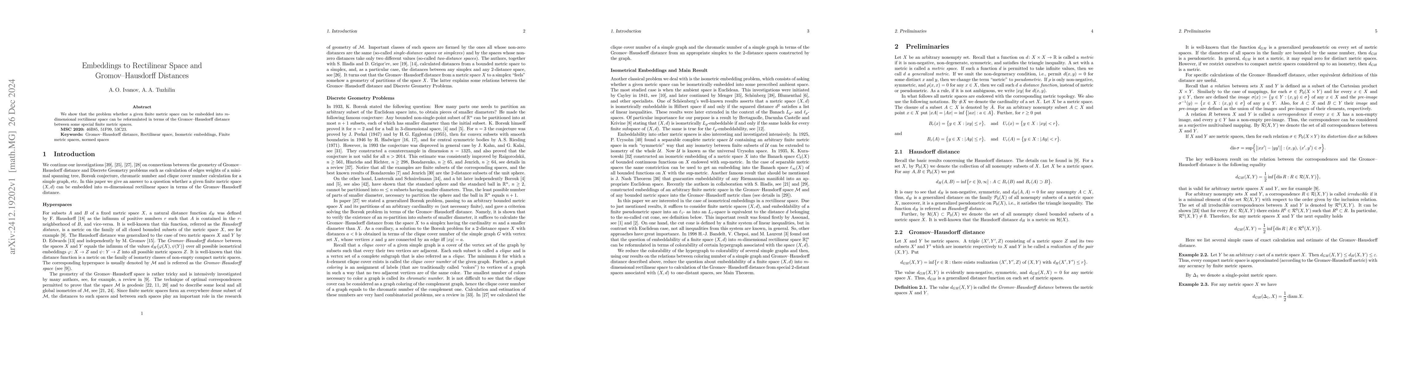 Thumbnail for Embeddings to Rectilinear Space and Gromov-Hausdorff Distances