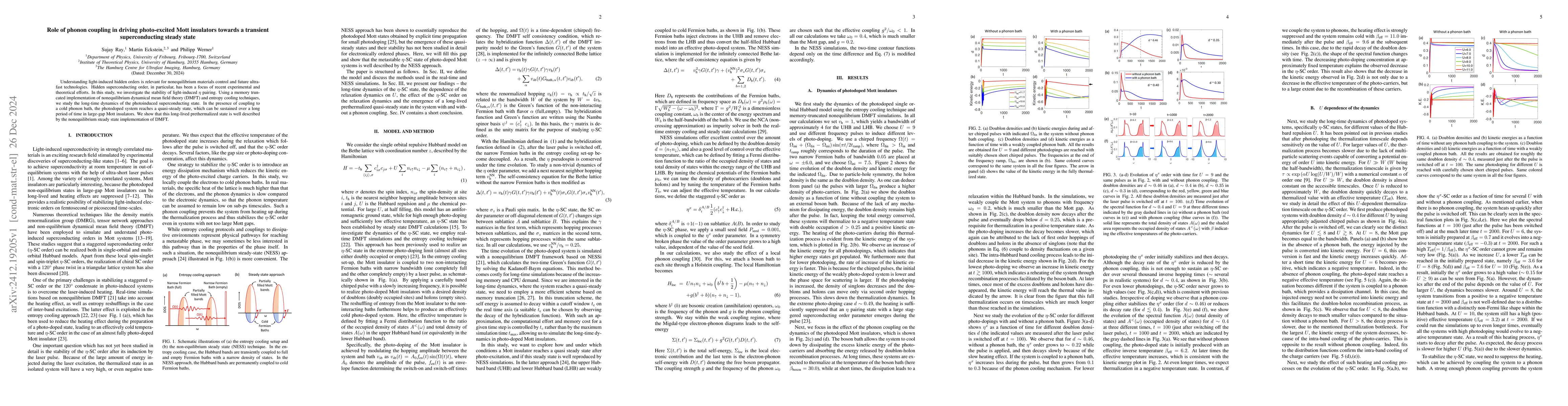 Thumbnail for Role of phonon coupling in driving photo-excited Mott insulators towards
  a transient superconducting steady state