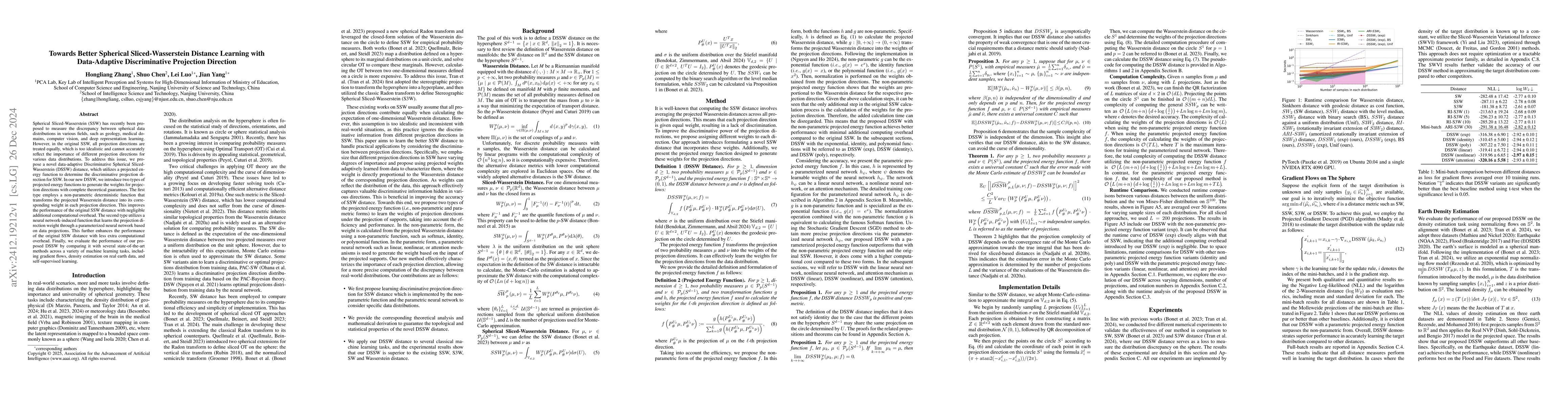 Thumbnail for Towards Better Spherical Sliced-Wasserstein Distance Learning with
  Data-Adaptive Discriminative Projection Direction