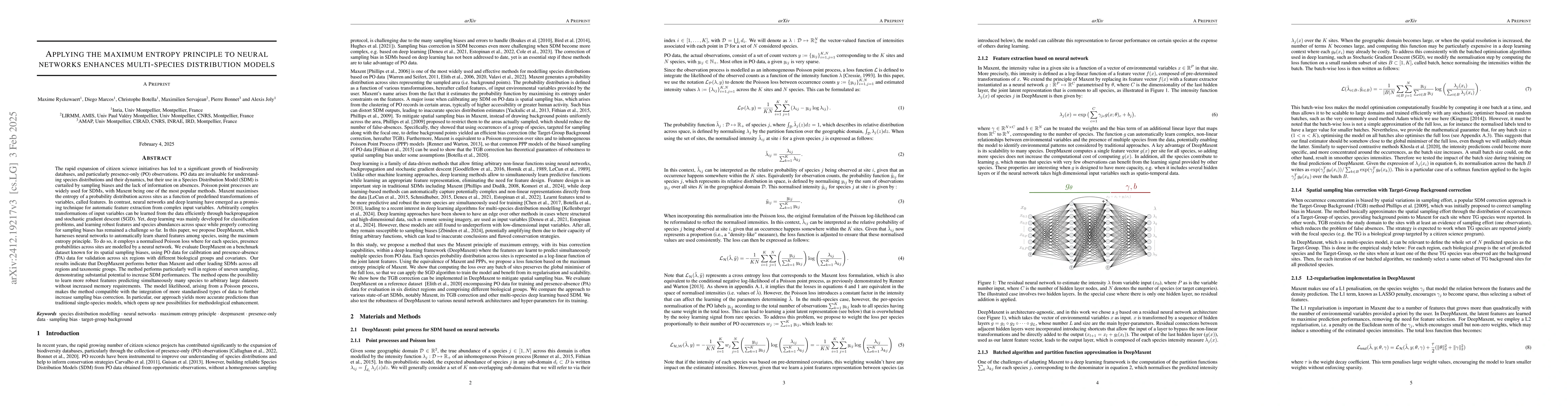 Thumbnail for Applying the maximum entropy principle to multi-species neural networks
  improves species distribution models