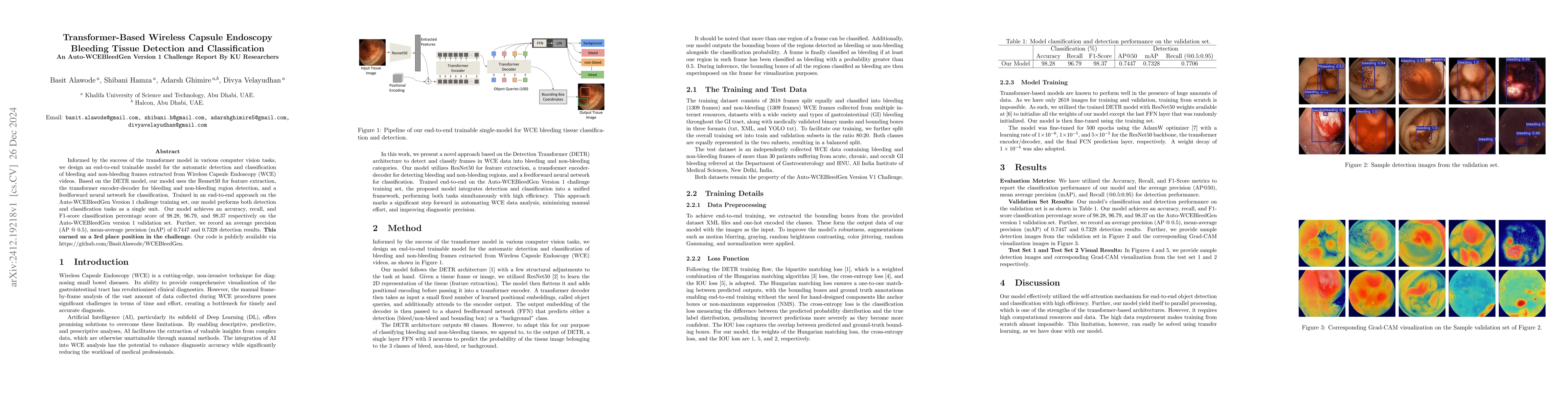 Thumbnail for Transformer-Based Wireless Capsule Endoscopy Bleeding Tissue Detection
  and Classification