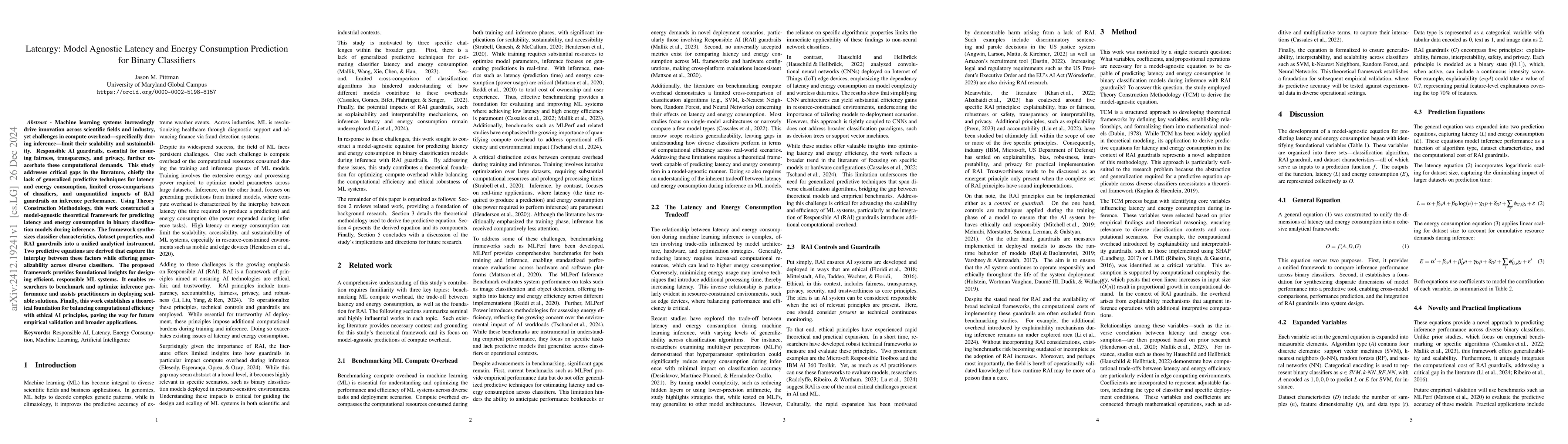 Thumbnail for Latenrgy: Model Agnostic Latency and Energy Consumption Prediction for
  Binary Classifiers