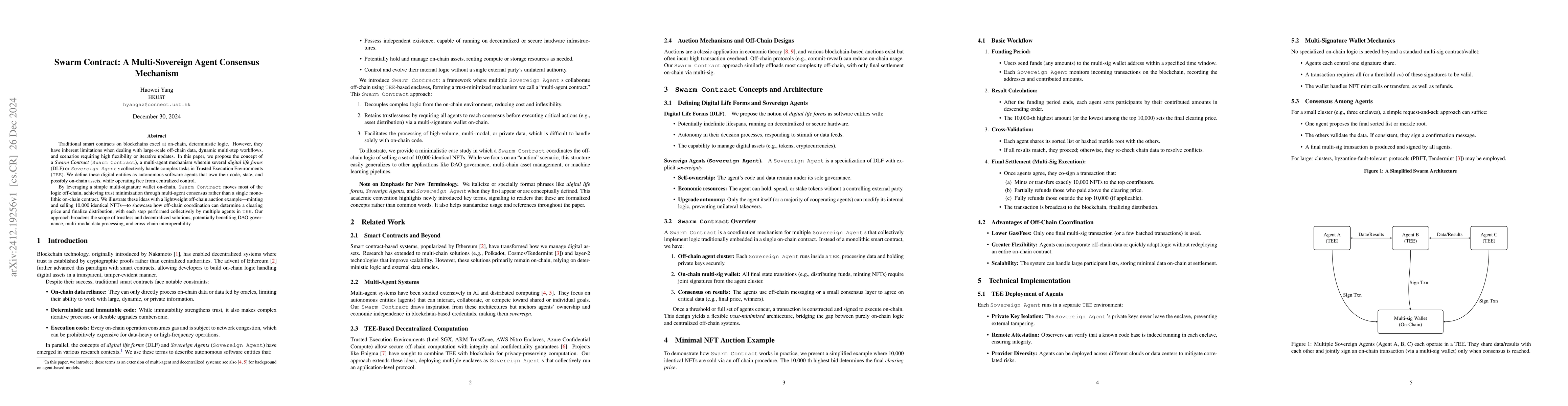 Thumbnail for Swarm Contract: A Multi-Sovereign Agent Consensus Mechanism