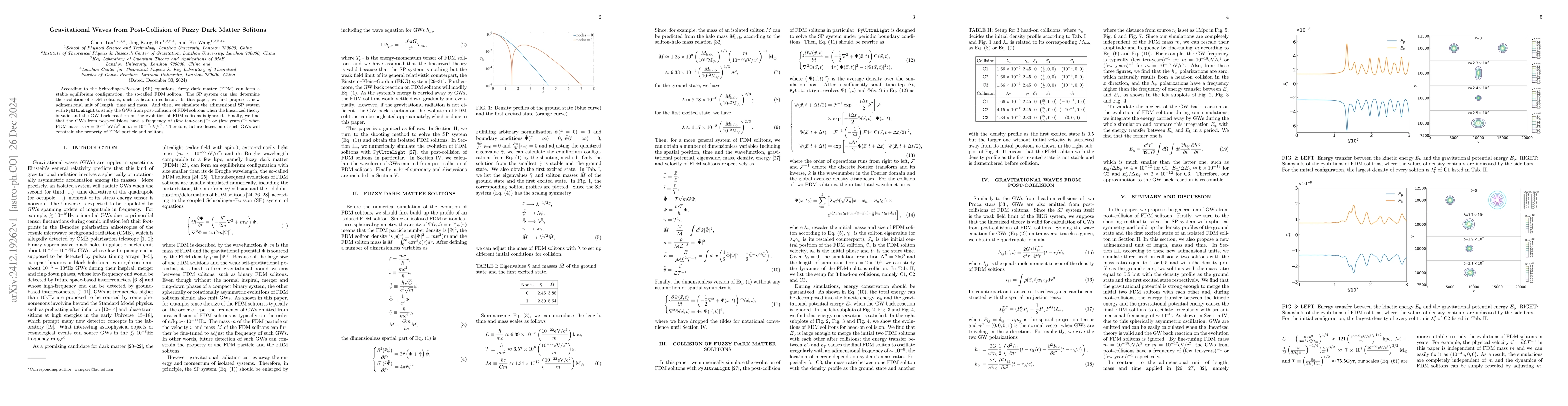 Thumbnail for Gravitational Waves from Post-Collision of Fuzzy Dark Matter Solitons