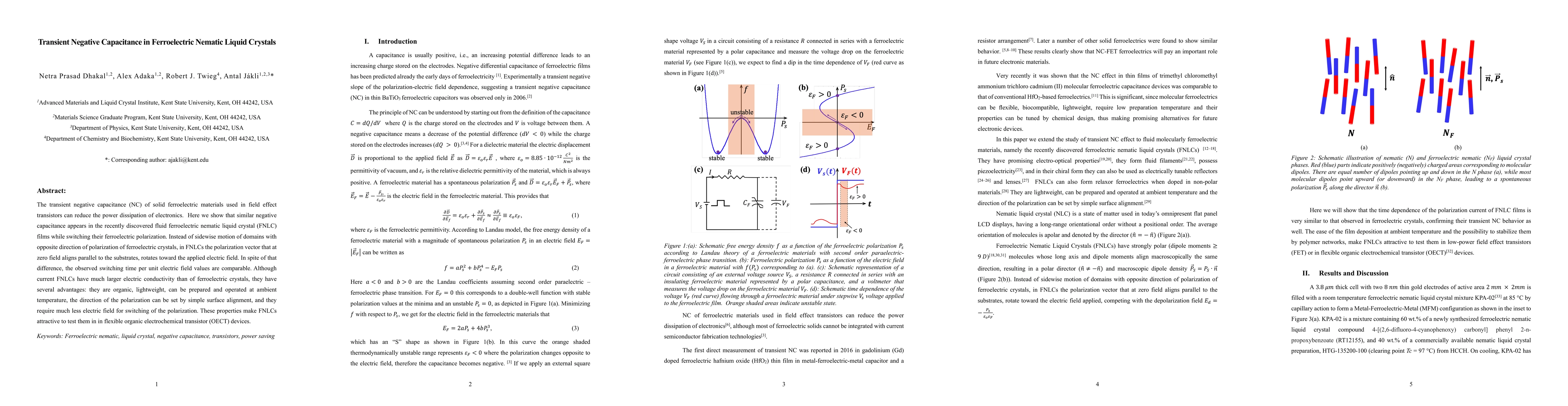 Thumbnail for Transient Negative Capacitance in Ferroelectric Nematic Liquid Crystals