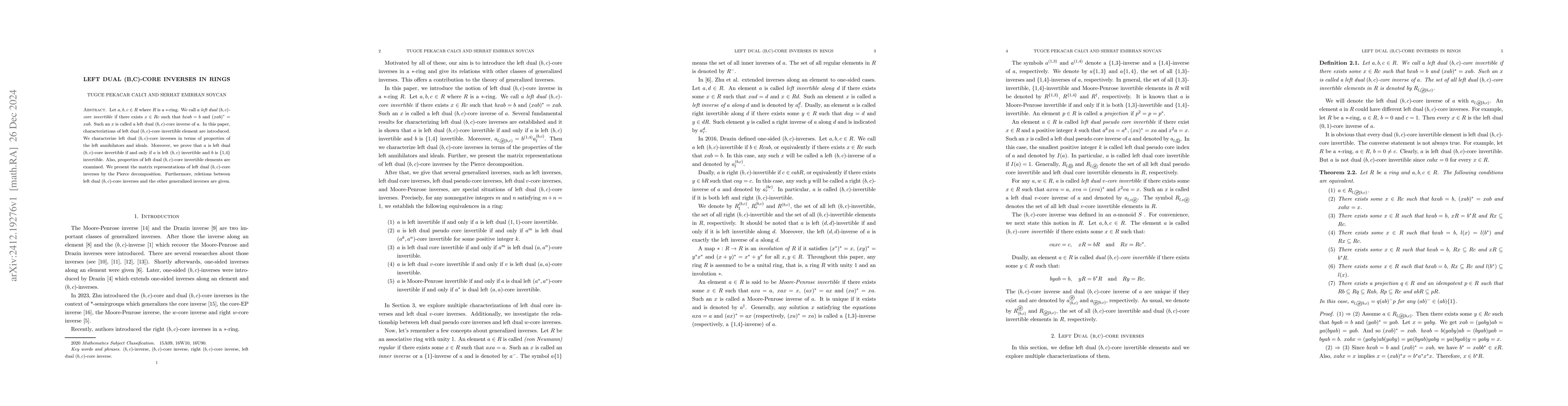 Thumbnail for Left dual $(b,c)$-core inverses in rings