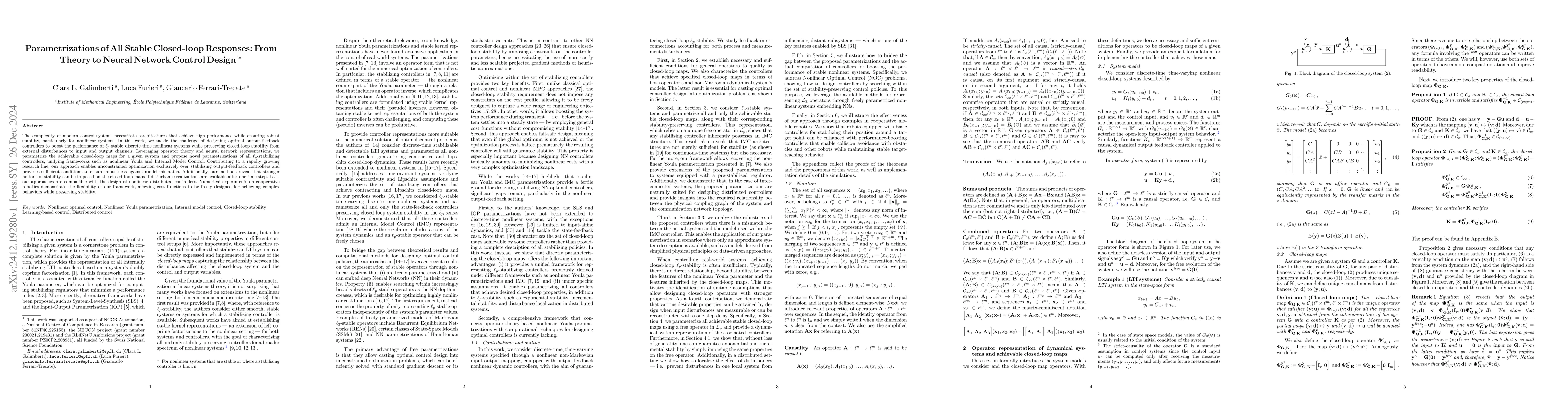 Thumbnail for Parametrizations of All Stable Closed-loop Responses: From Theory to
  Neural Network Control Design