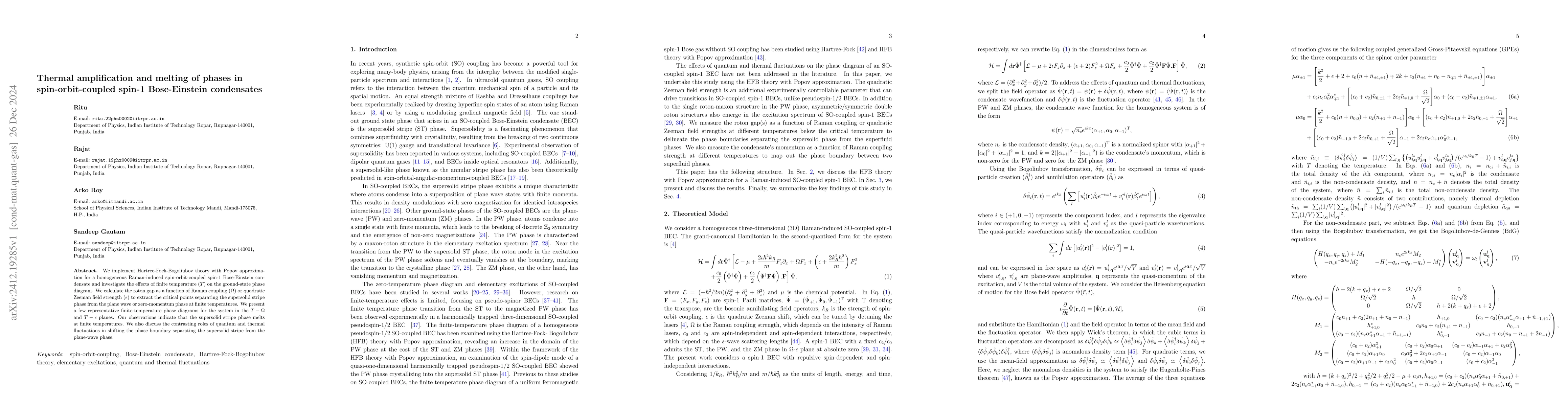 Thumbnail for Thermal amplification and melting of phases in spin-orbit-coupled spin-1
  Bose-Einstein condensates