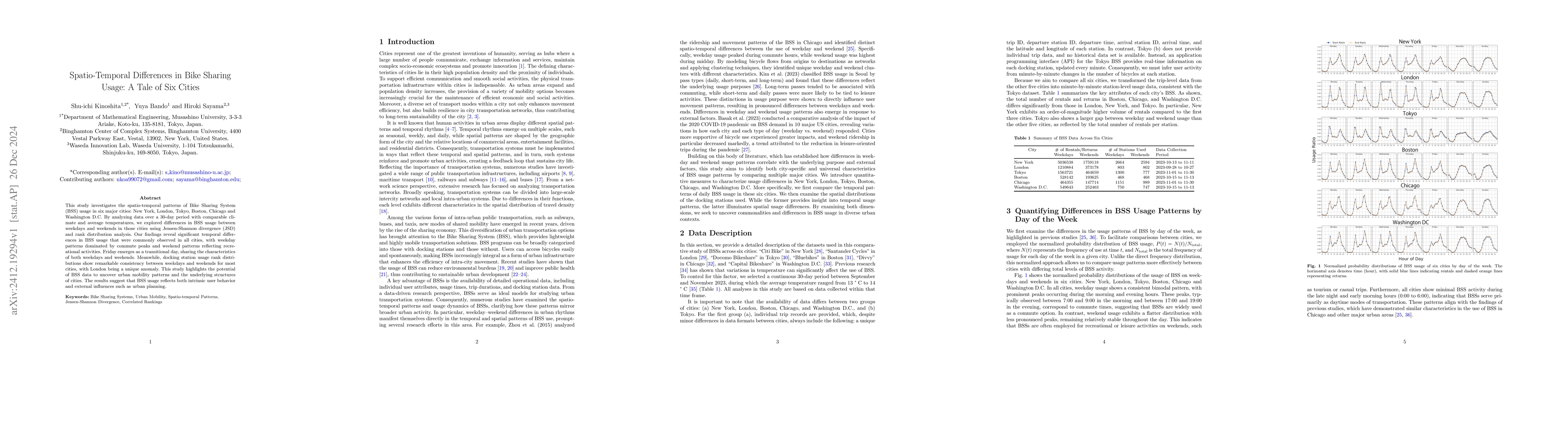 Thumbnail for Spatio-Temporal Differences in Bike Sharing Usage: A Tale of Six Cities