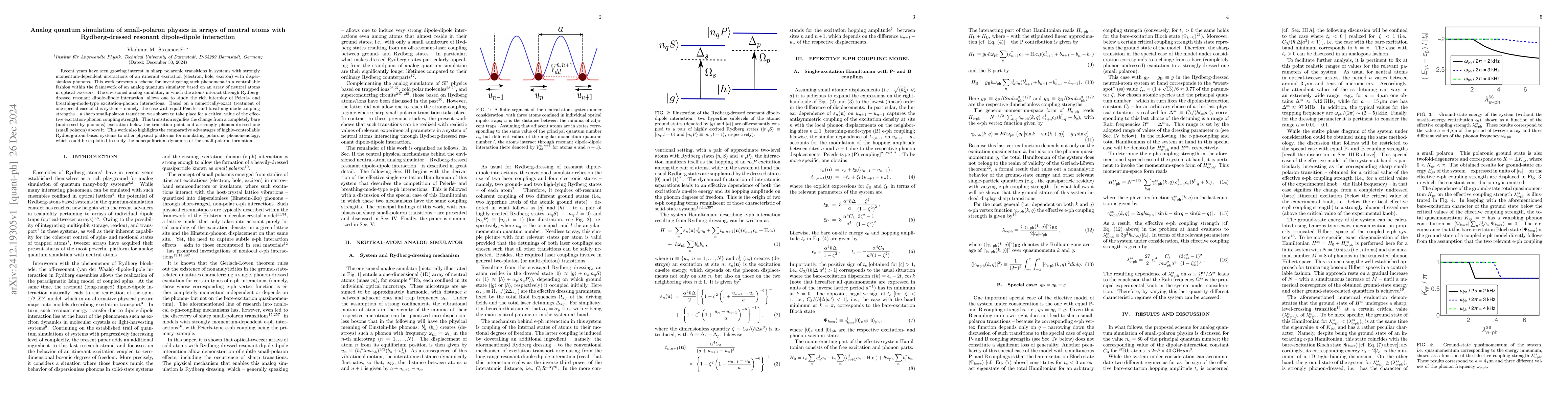 Thumbnail for Analog quantum simulation of small-polaron physics in arrays of neutral
  atoms with Rydberg-dressed resonant dipole-dipole interaction